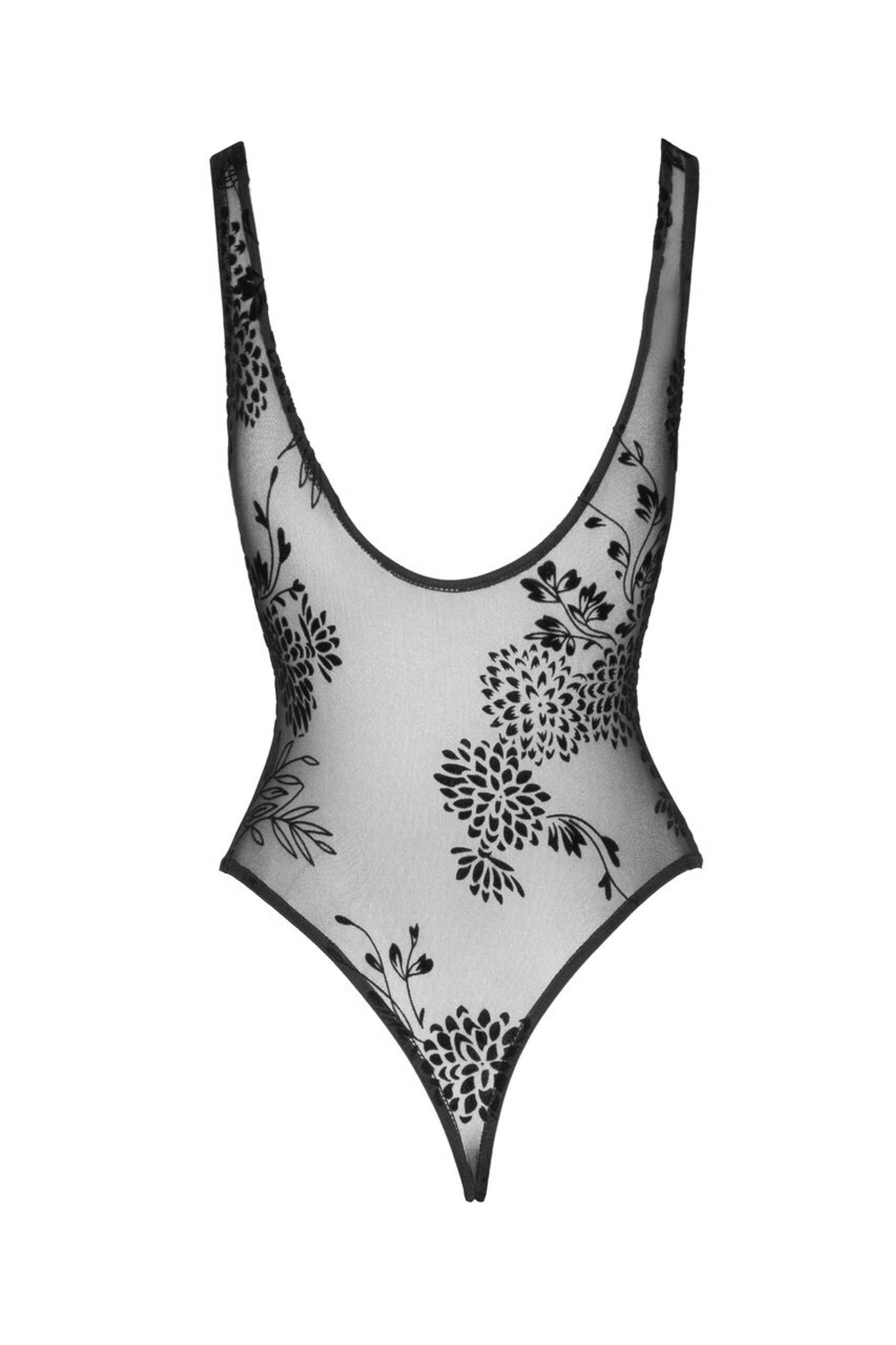 F242 Tulle body avec broderie flock à motifs – Image 5