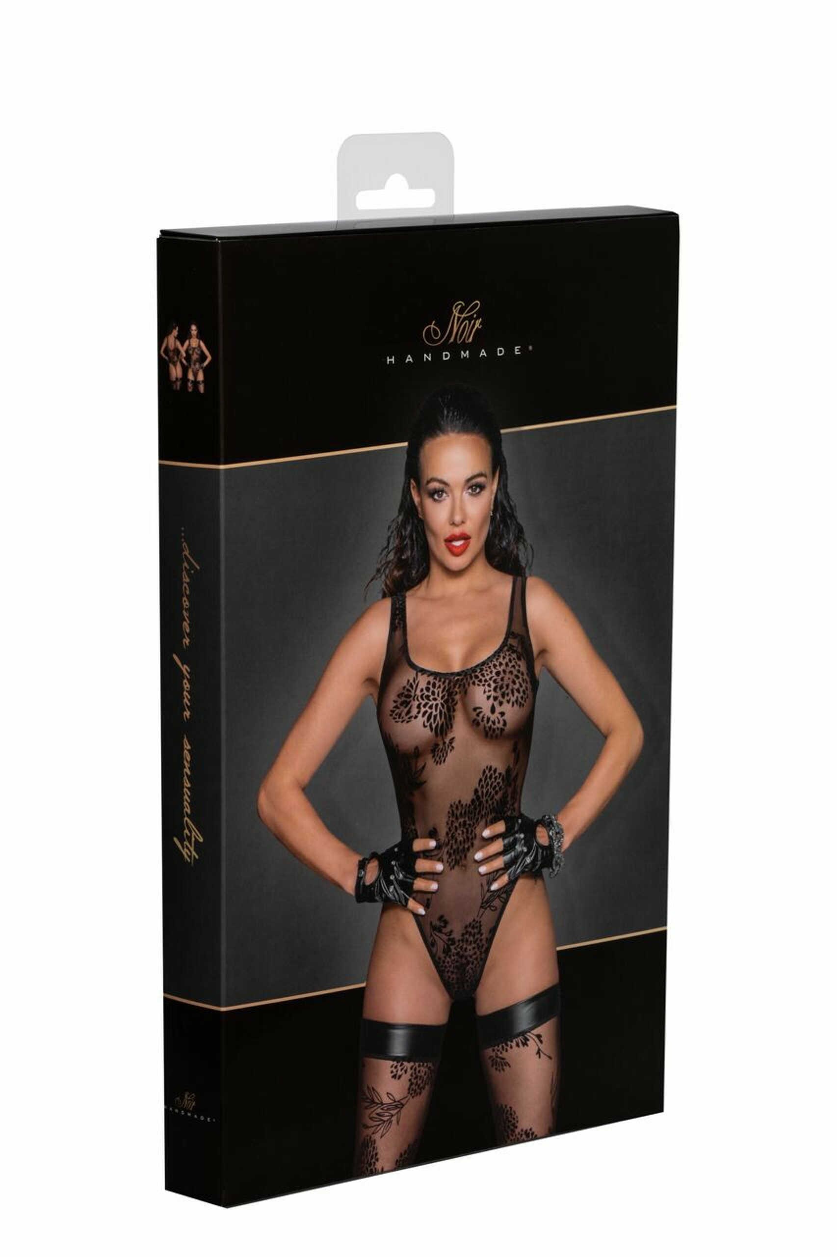 F242 Tulle body avec broderie flock à motifs – Image 7