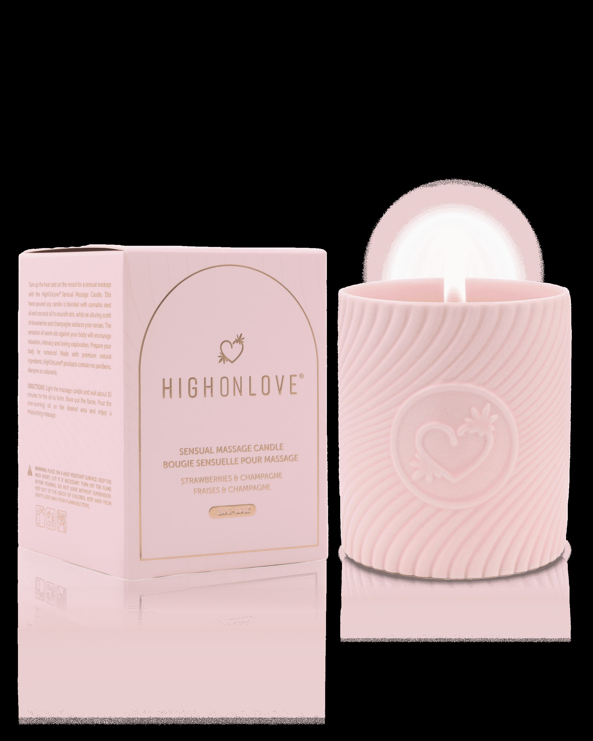 Bougie de massage Rose 220 ml - Fraises et champagne