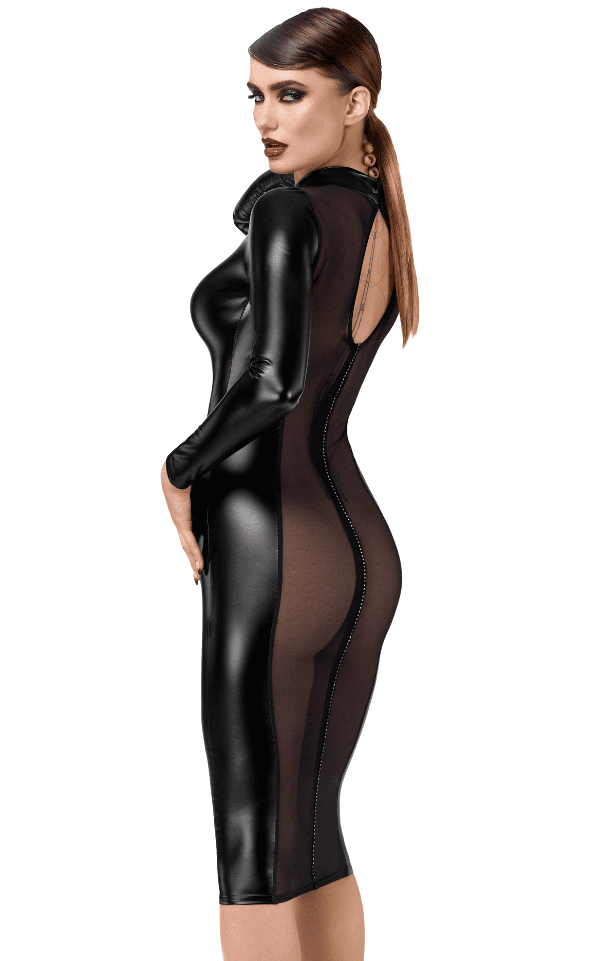 F371 Luxuria robe mi-longue cristal transparente – Image 3