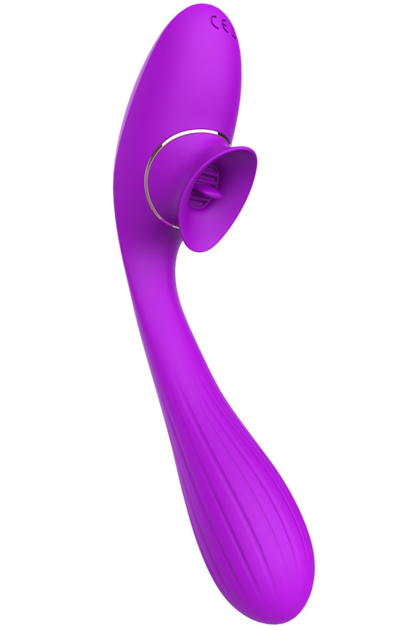 Stimulateur Clitoridien avec langue  Vibromasseur Point G 2-en-1 DISA Violet C?ur Ardent