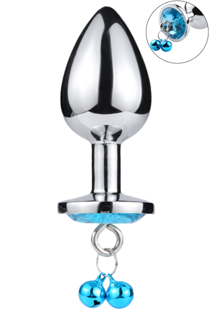 Plug bijou aluminium bleu avec clochettes Taille M JINGLE