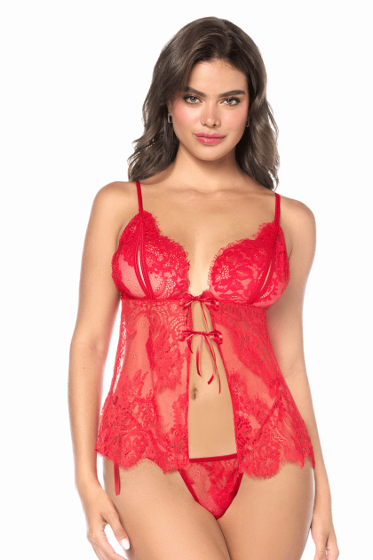 Babydoll Mapalé espiègle avec string à nouer