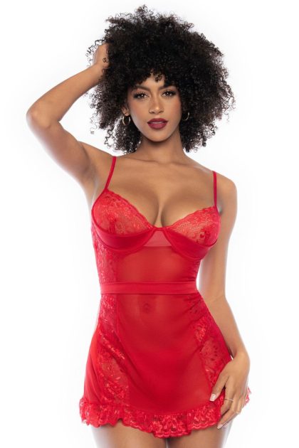 Nuisette rouge et string assorti